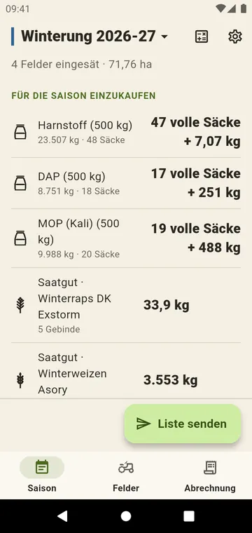 Die Saison: Harnstoff, DAP, Kali und Saatgut für alle Ihre Felder