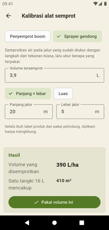 Kalibrasi alat semprot: uji tampung dan kecepatan