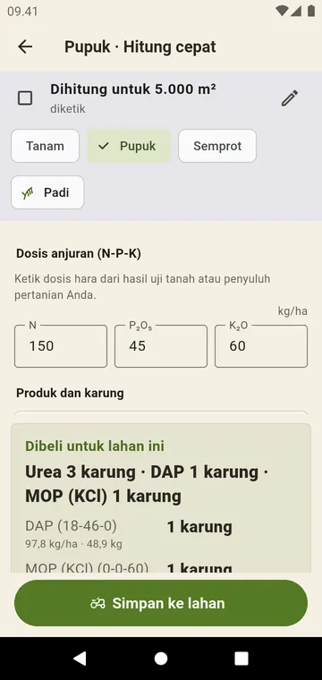 Hitung cepat pada luas apa pun, tanpa lahan