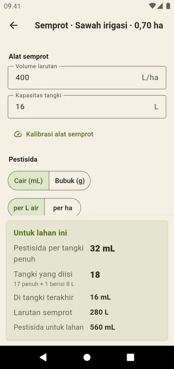 Semprot: tangki yang diisi dan dosis untuk tangki terakhir