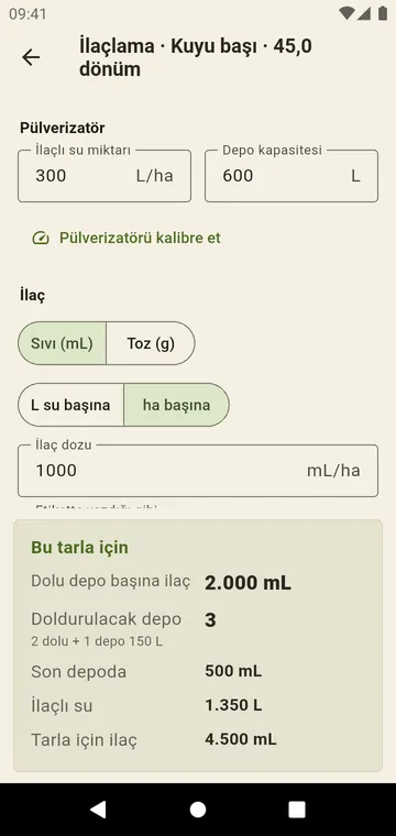 İlaçlama: doldurulacak depolar ve son deponun dozu